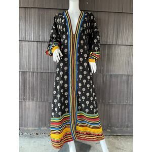 🔥L’atiste Anthropologie Plunged Neck Long Sleeve Bohemian Ethnic Maxi Dress